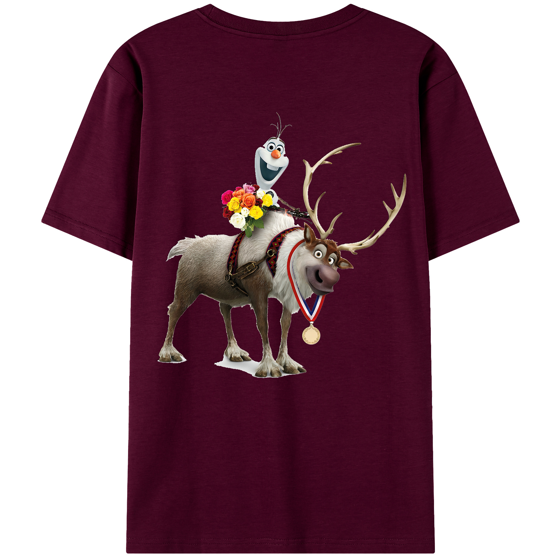 （画像用） アナと雪の女王 アンナ エルサ Frozen Anna Elsa レディース半袖Tシャツ(バックプリント)